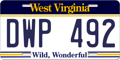 WV license plate DWP492