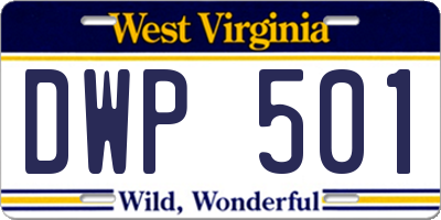 WV license plate DWP501