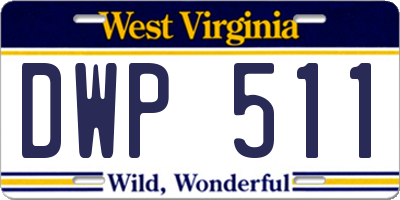 WV license plate DWP511