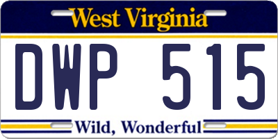 WV license plate DWP515