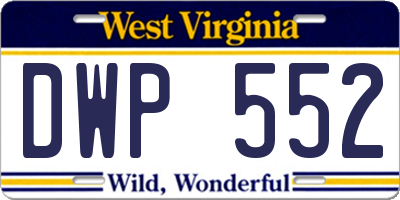 WV license plate DWP552