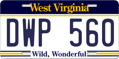WV license plate DWP560