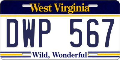 WV license plate DWP567