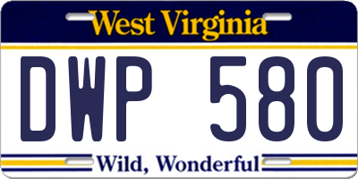 WV license plate DWP580