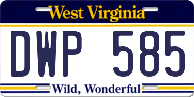 WV license plate DWP585
