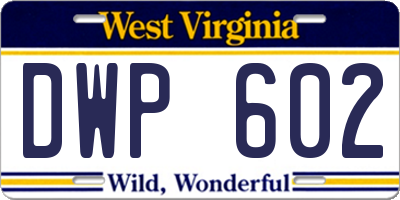 WV license plate DWP602