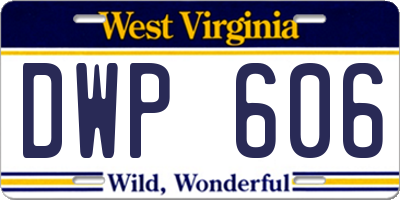 WV license plate DWP606