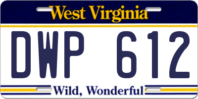 WV license plate DWP612