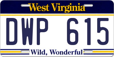 WV license plate DWP615