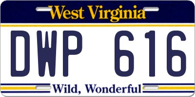 WV license plate DWP616