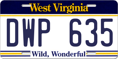WV license plate DWP635