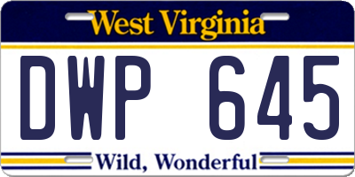 WV license plate DWP645