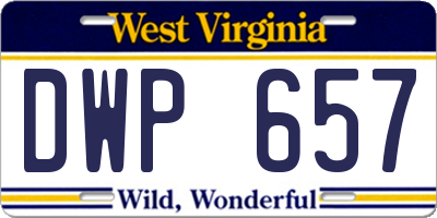 WV license plate DWP657