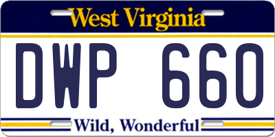WV license plate DWP660