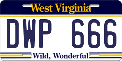 WV license plate DWP666