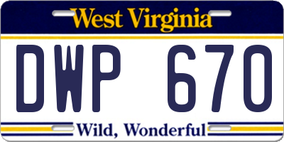 WV license plate DWP670