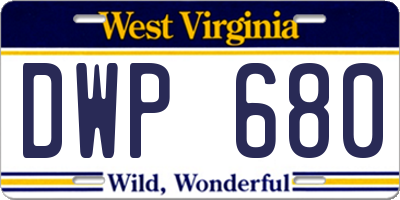 WV license plate DWP680