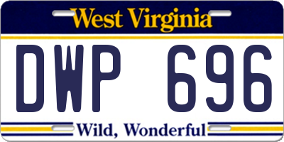 WV license plate DWP696