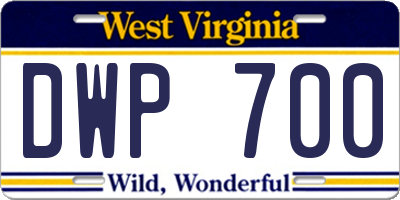 WV license plate DWP700