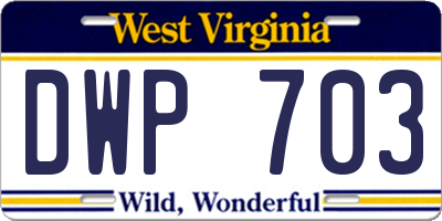 WV license plate DWP703