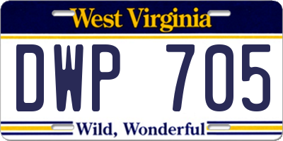 WV license plate DWP705