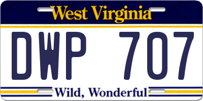 WV license plate DWP707