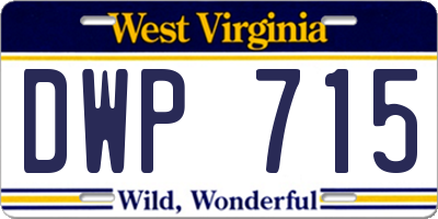 WV license plate DWP715