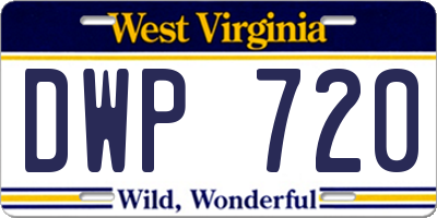 WV license plate DWP720