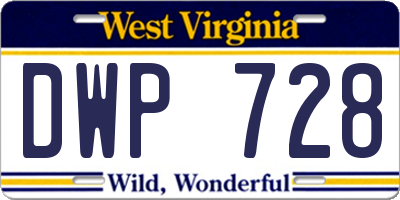 WV license plate DWP728