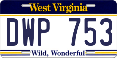 WV license plate DWP753