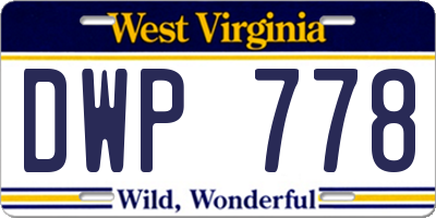 WV license plate DWP778