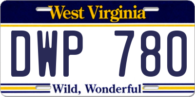 WV license plate DWP780