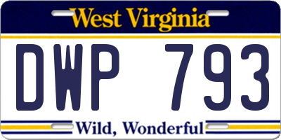 WV license plate DWP793