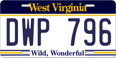 WV license plate DWP796