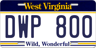 WV license plate DWP800