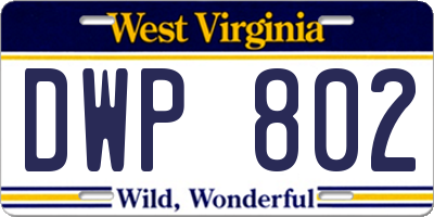 WV license plate DWP802