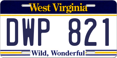 WV license plate DWP821