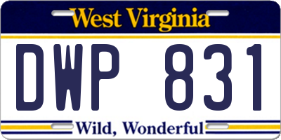 WV license plate DWP831