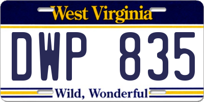 WV license plate DWP835