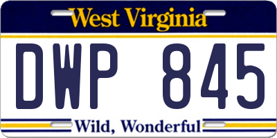 WV license plate DWP845