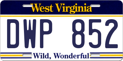 WV license plate DWP852