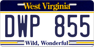 WV license plate DWP855