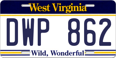 WV license plate DWP862