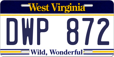 WV license plate DWP872