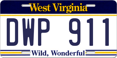 WV license plate DWP911