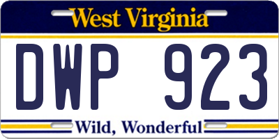 WV license plate DWP923