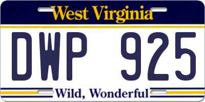 WV license plate DWP925