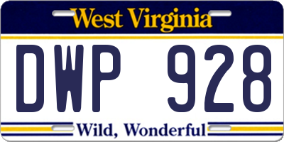 WV license plate DWP928