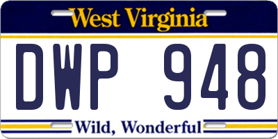 WV license plate DWP948