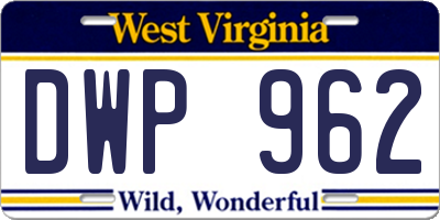 WV license plate DWP962